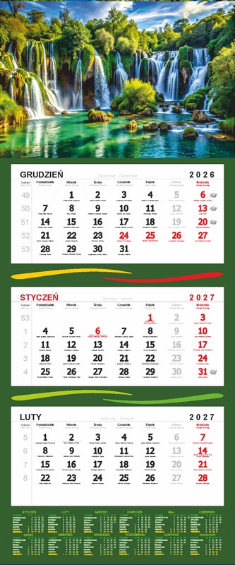 Kalendarz trójdzielny Darrieus 963904 KTR1 [32x80cm]